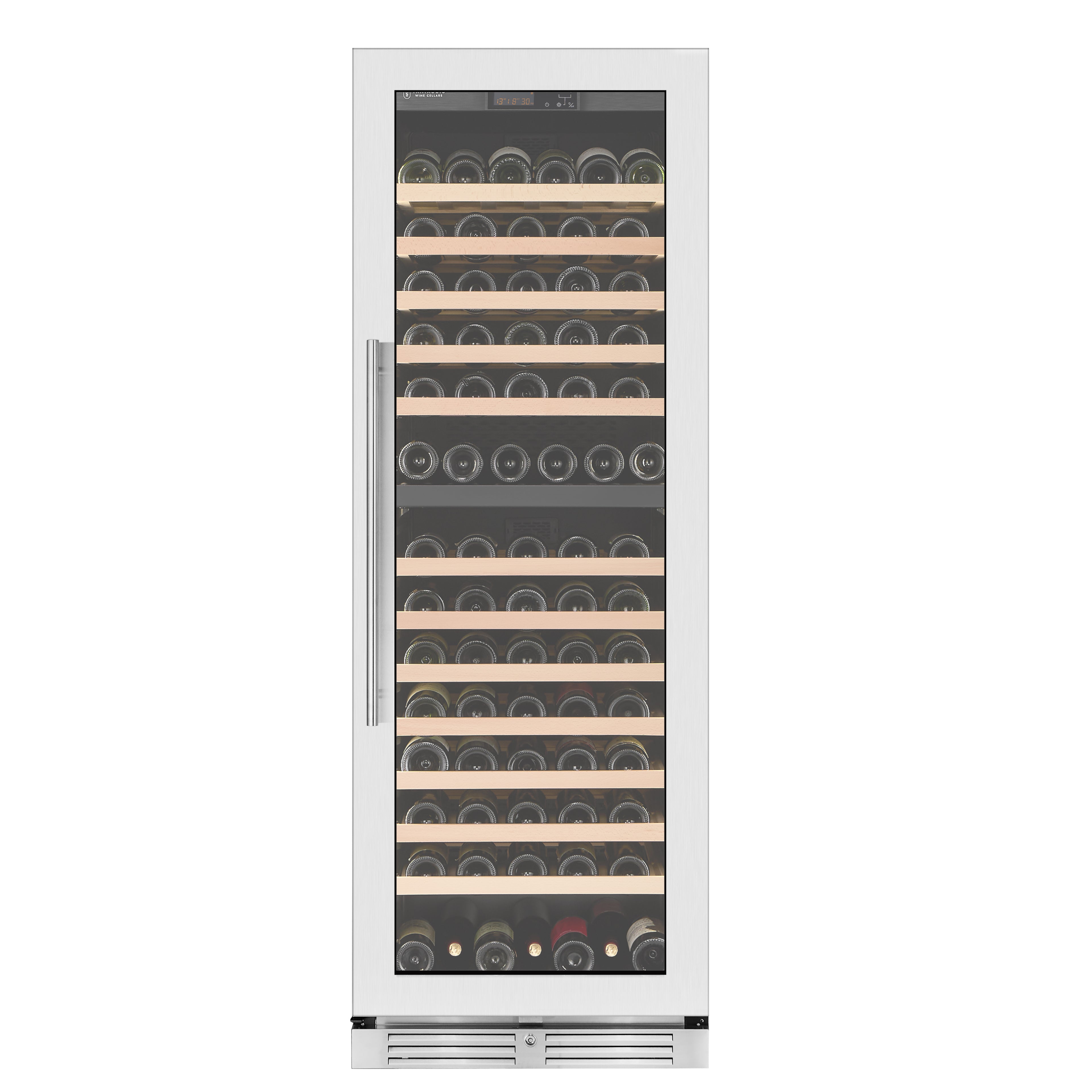 v164-ss-dt wine fridge with door closed and wine