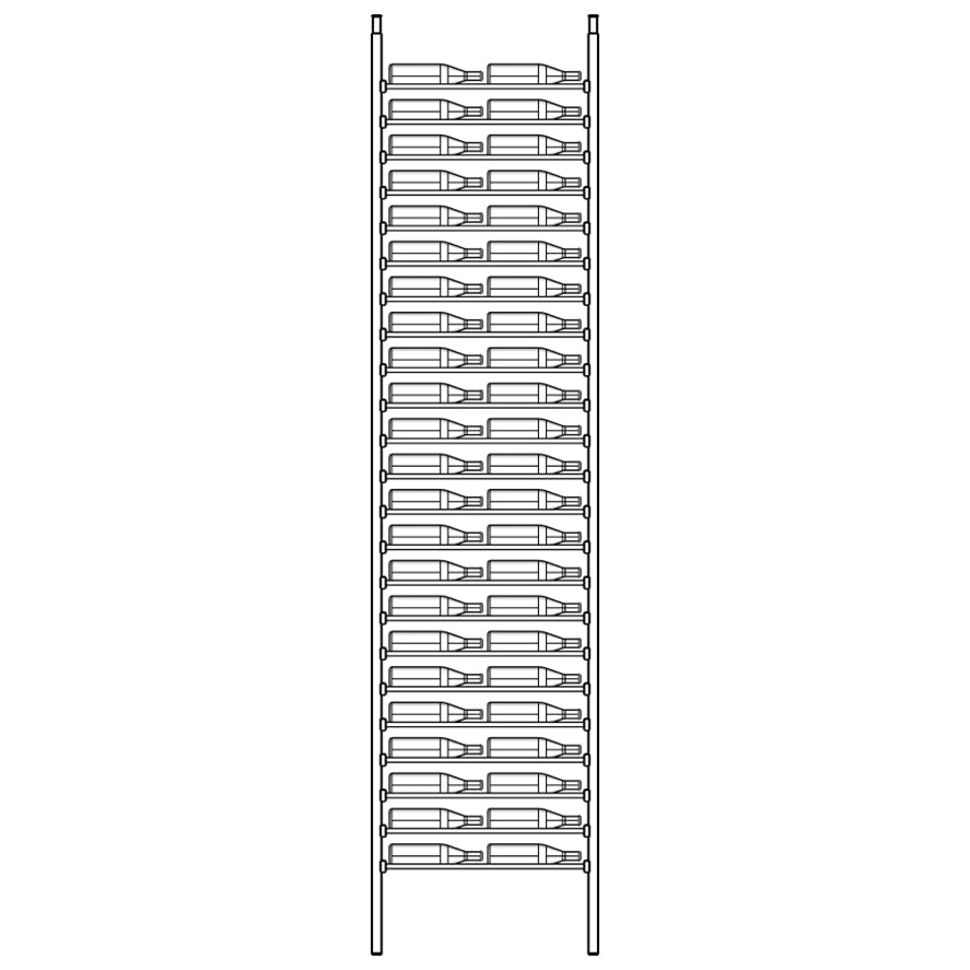 Outline of a vertical metal rsck on a white background