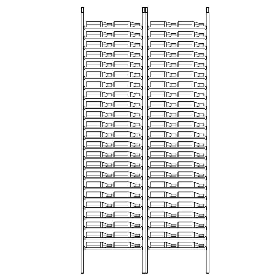 Diagram of a vertical storage of a LABEL wine rack with multiple shelves