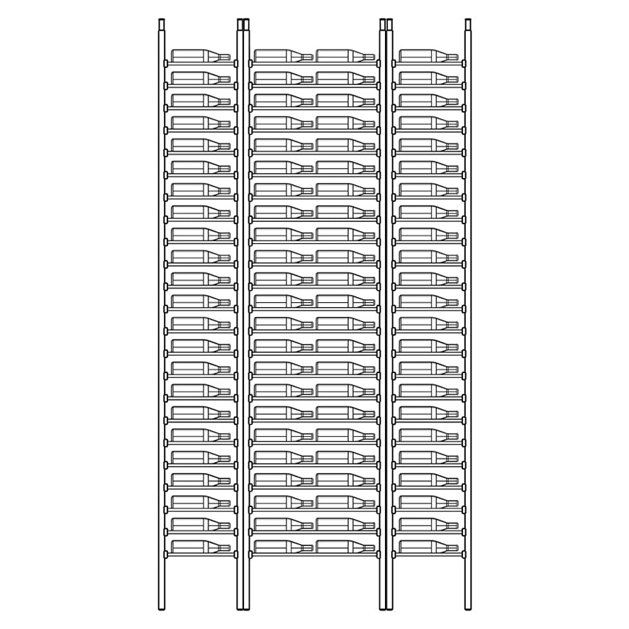 Premier Cru Wine Racks Premier Cru Modern - LableView - Single Double Single (61 1/4" Wide) - 1 Bottle Deep