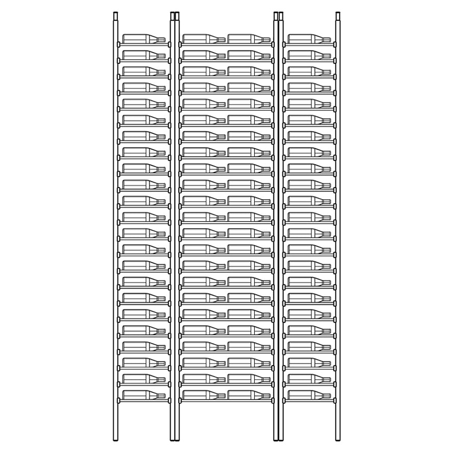 Premier Cru Wine Racks Premier Cru Modern - LableView - Single Double Single (61 1/4" Wide) - 2 Bottles Deep