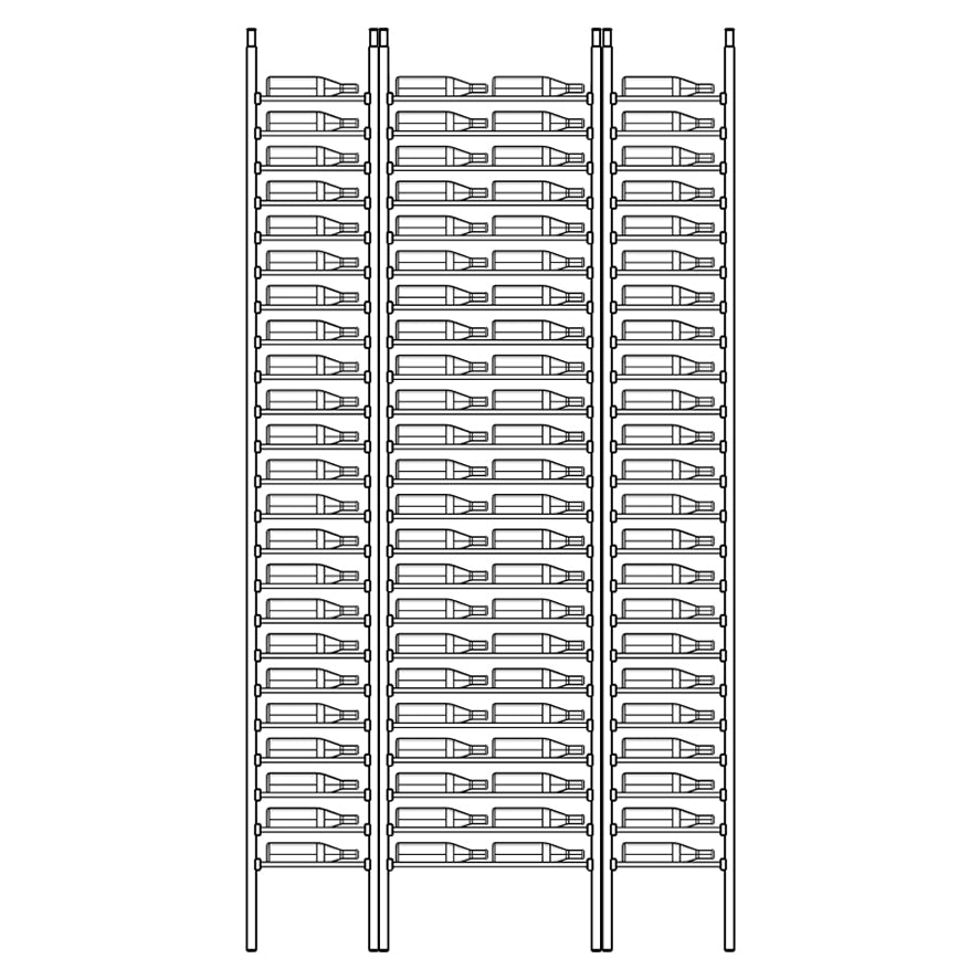 Premier Cru Wine Racks Premier Cru Modern - LableView - Single Double Single (61 1/4" Wide) - 3 Bottles Deep