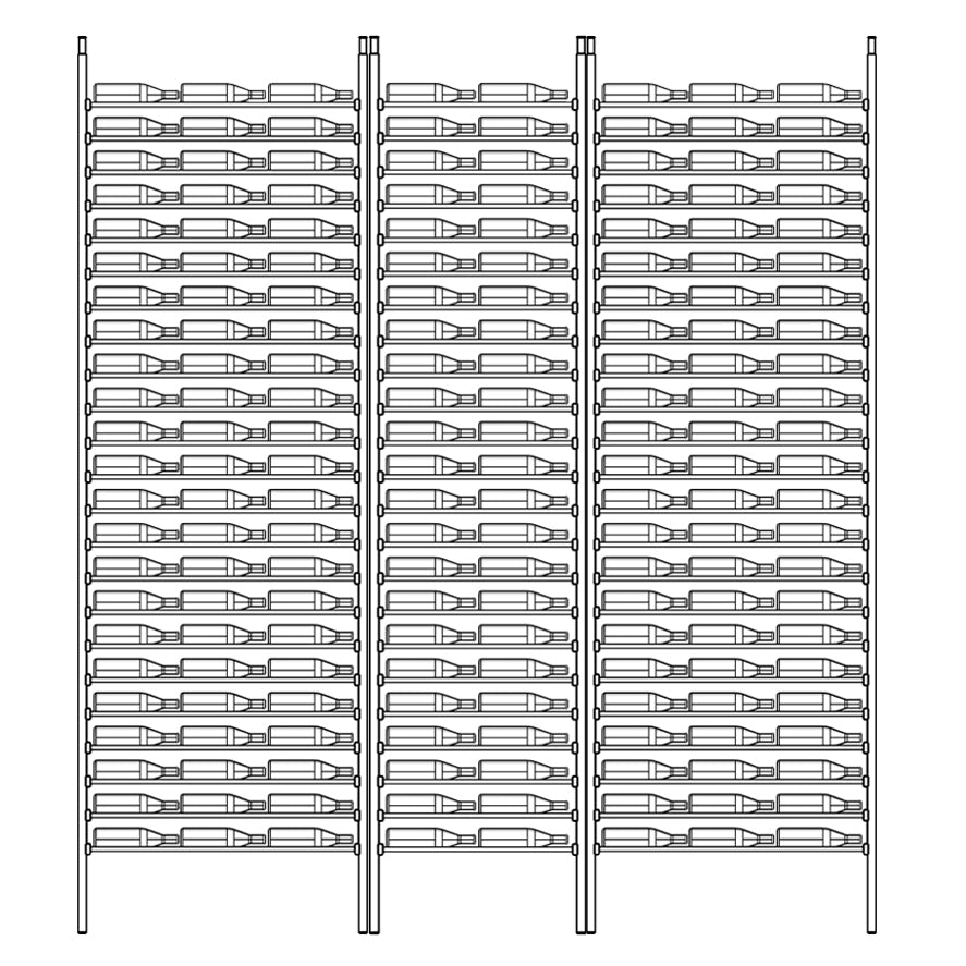Premier Cru Wine Racks Premier Cru Modern - LableView - Triple Double Triple (109 1/2" Wide) - 1 Bottle Deep