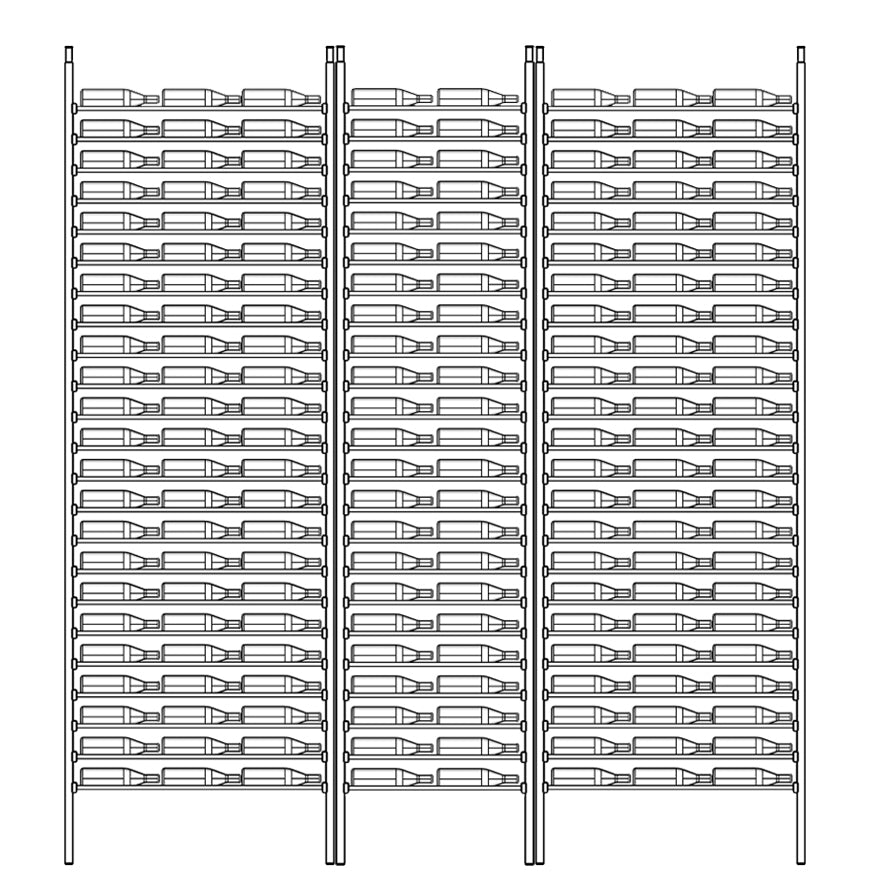 Premier Cru Wine Racks Premier Cru Modern - LableView - Triple Double Triple (109 1/2" Wide) - 2 Bottles Deep