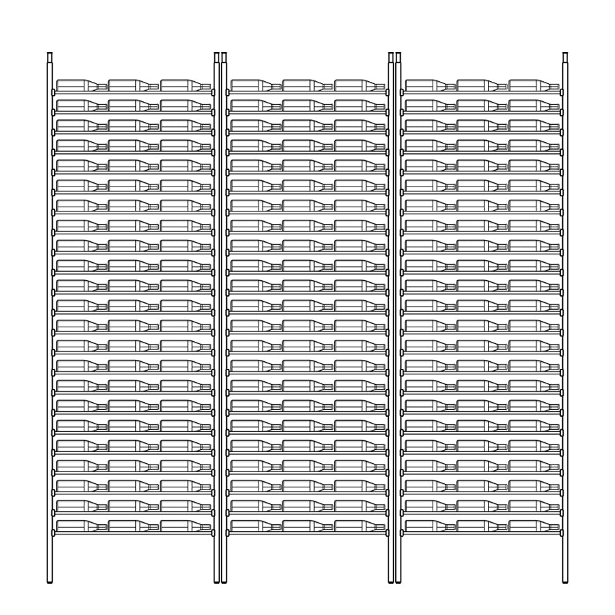 Premier Cru Wine Racks Premier Cru Modern - LableView - Triple Triple Triple (121 1/4" Wide) - 2 Bottles Deep