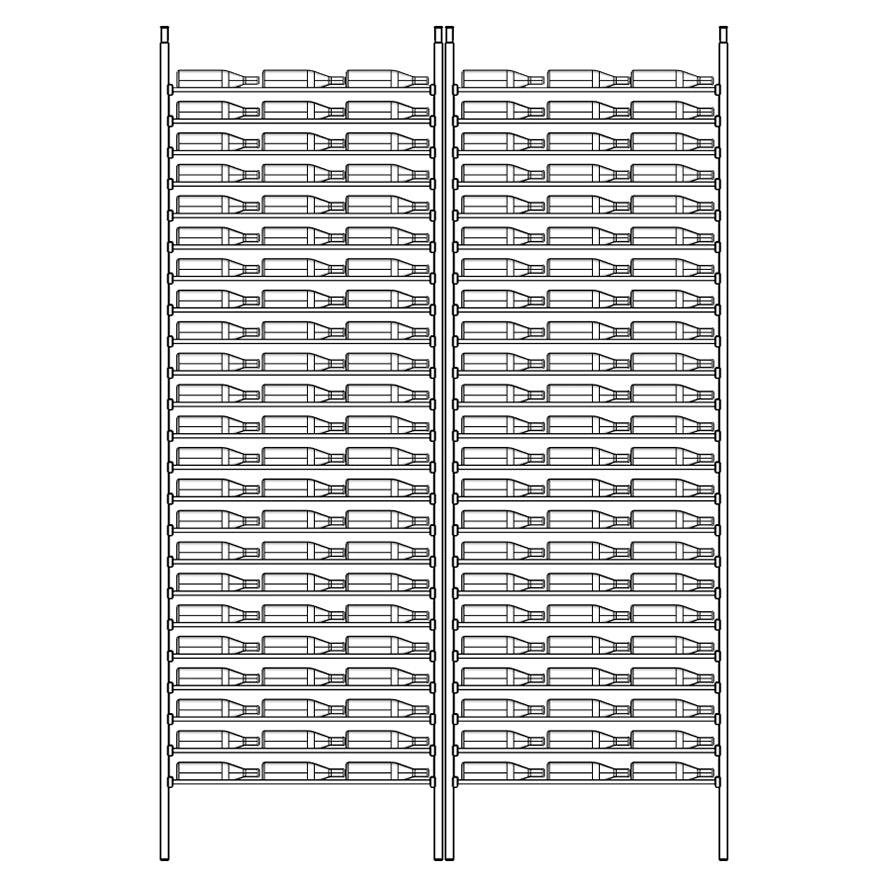 Premier Cru Wine Racks Premier Cru Modern - LableView - Triple Triple (81 1/4" Wide) - 2 Bottles Deep