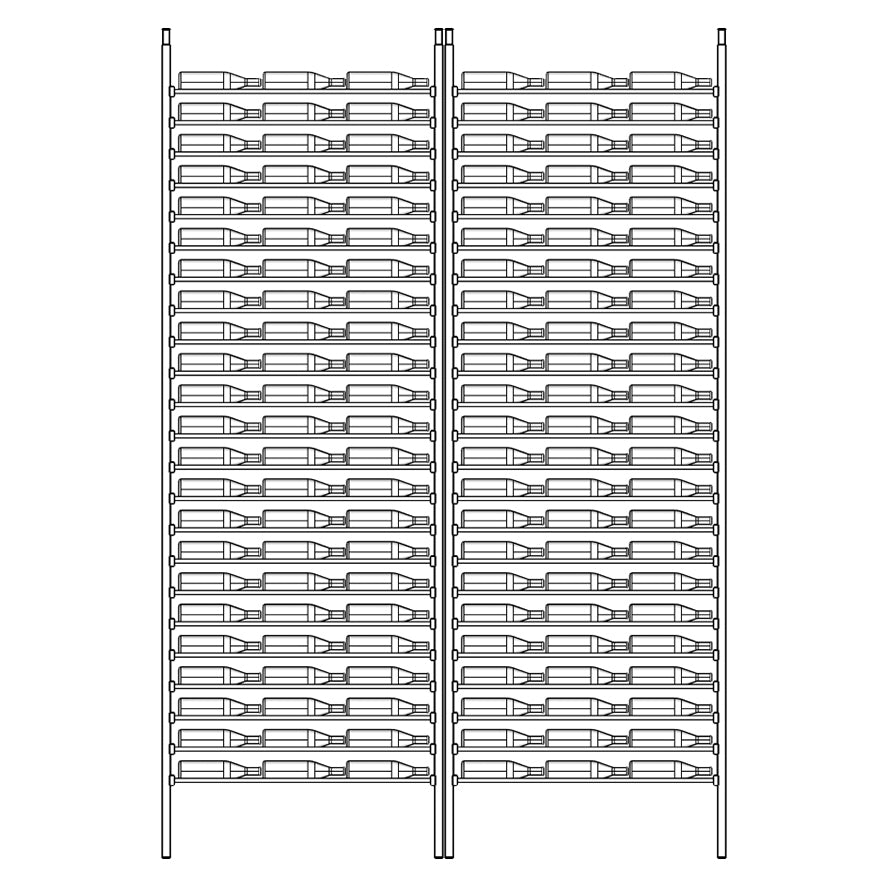 Premier Cru Wine Racks Premier Cru Modern - LableView - Triple Triple (81 1/4" Wide) - 3 Bottles Deep