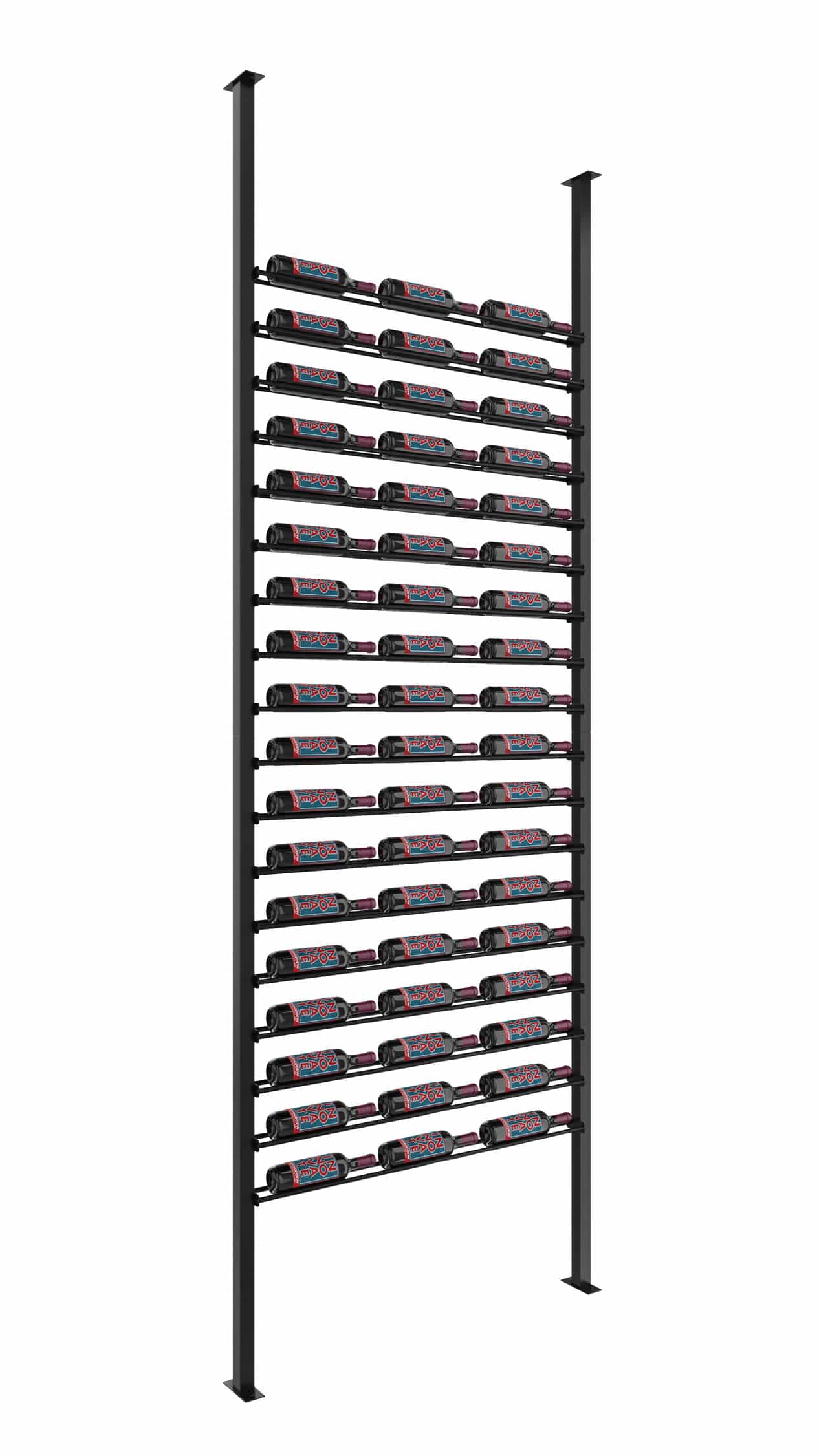 VintageView Evolution Low Profile Post Kit 10 3C (ultra slim floor-to-ceiling wine rack system) Matte Black Chrome Triple