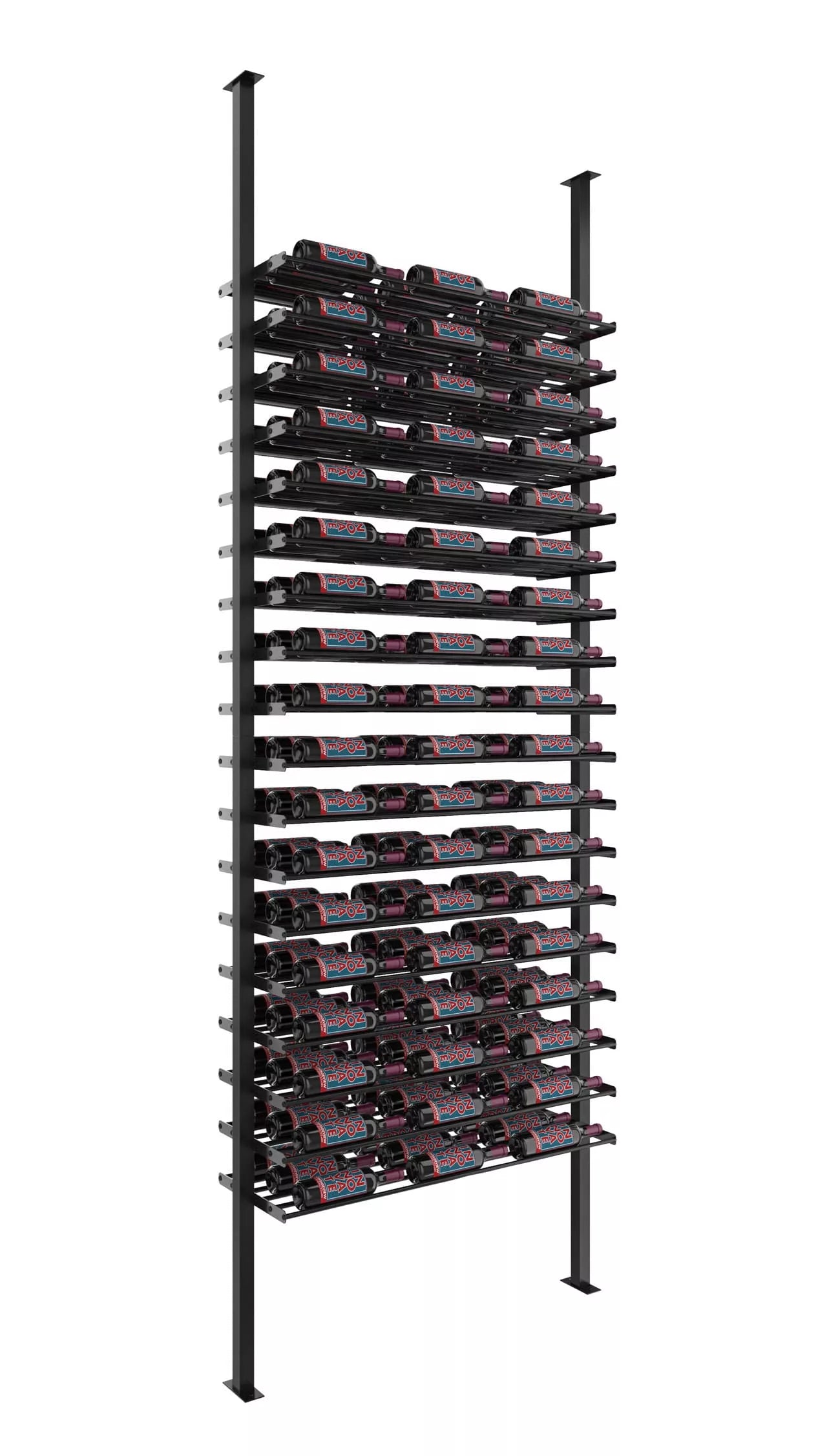 VintageView Evolution Low Profile Post Kit 10 3C (ultra slim floor-to-ceiling wine rack system) Matte Black Triple