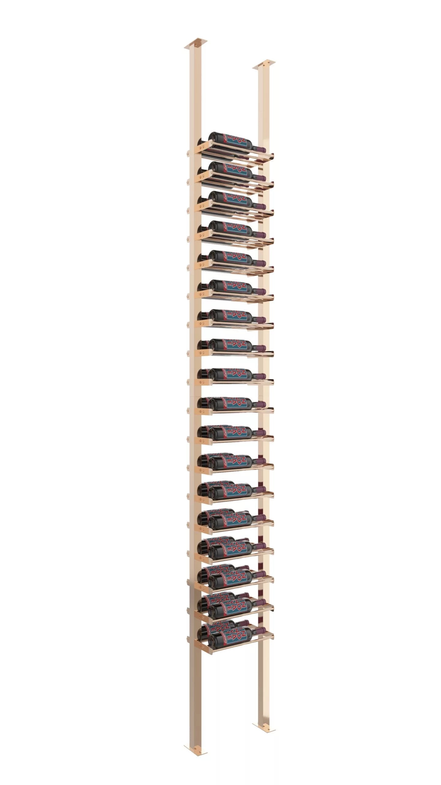 VintageView Evolution Low Profile Post Kit 10 1C (ultra slim floor-to-ceiling wine rack system) Golden Bronze Double