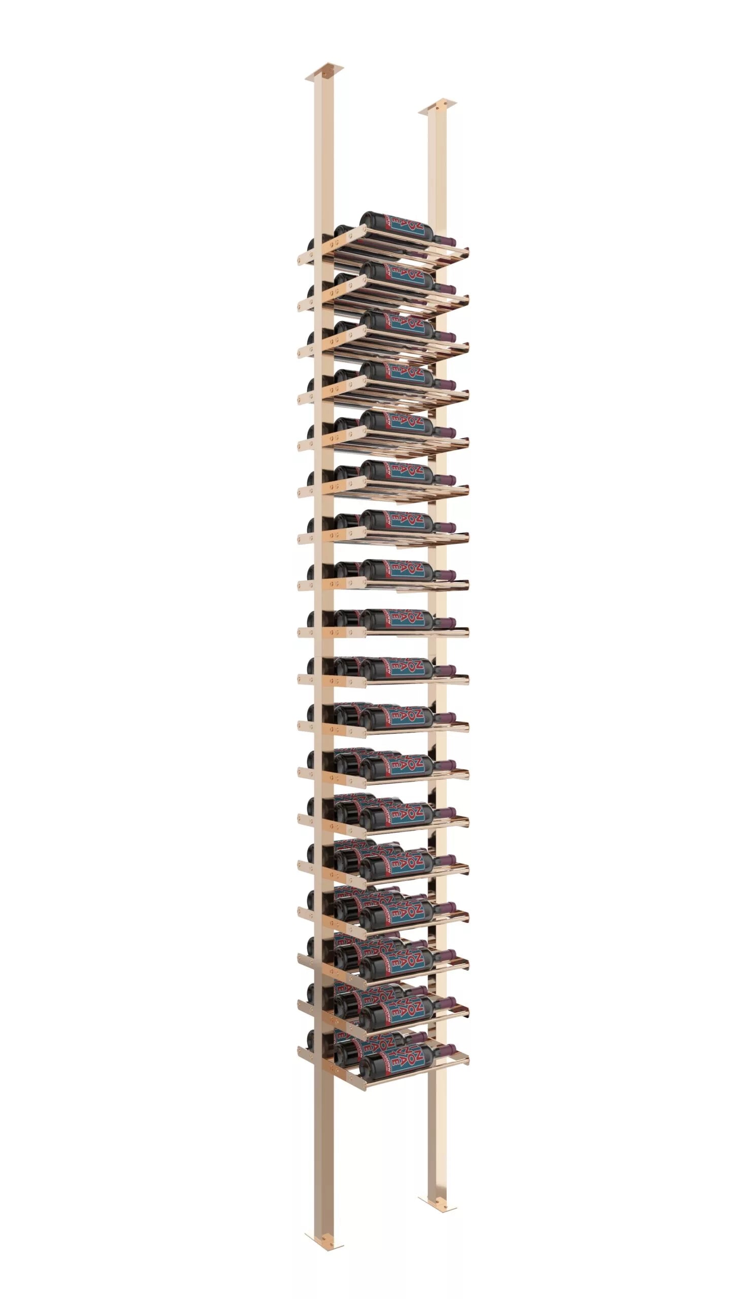 VintageView Evolution Low Profile Post Kit 10 1C (ultra slim floor-to-ceiling wine rack system) Golden Bronze Triple