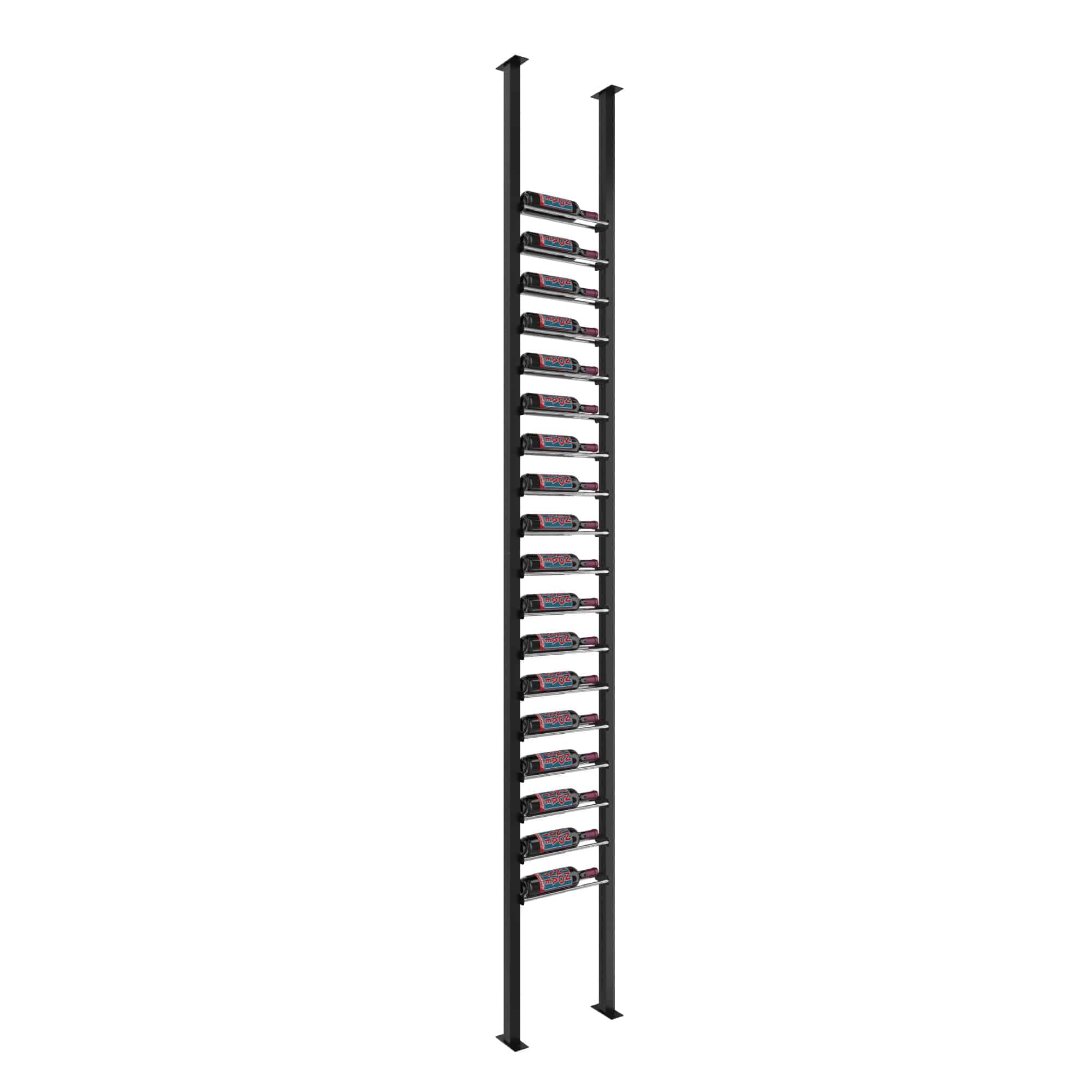 VintageView Evolution Low Profile Post Kit 10 1C (ultra slim floor-to-ceiling wine rack system) Matte Black Chrome Single