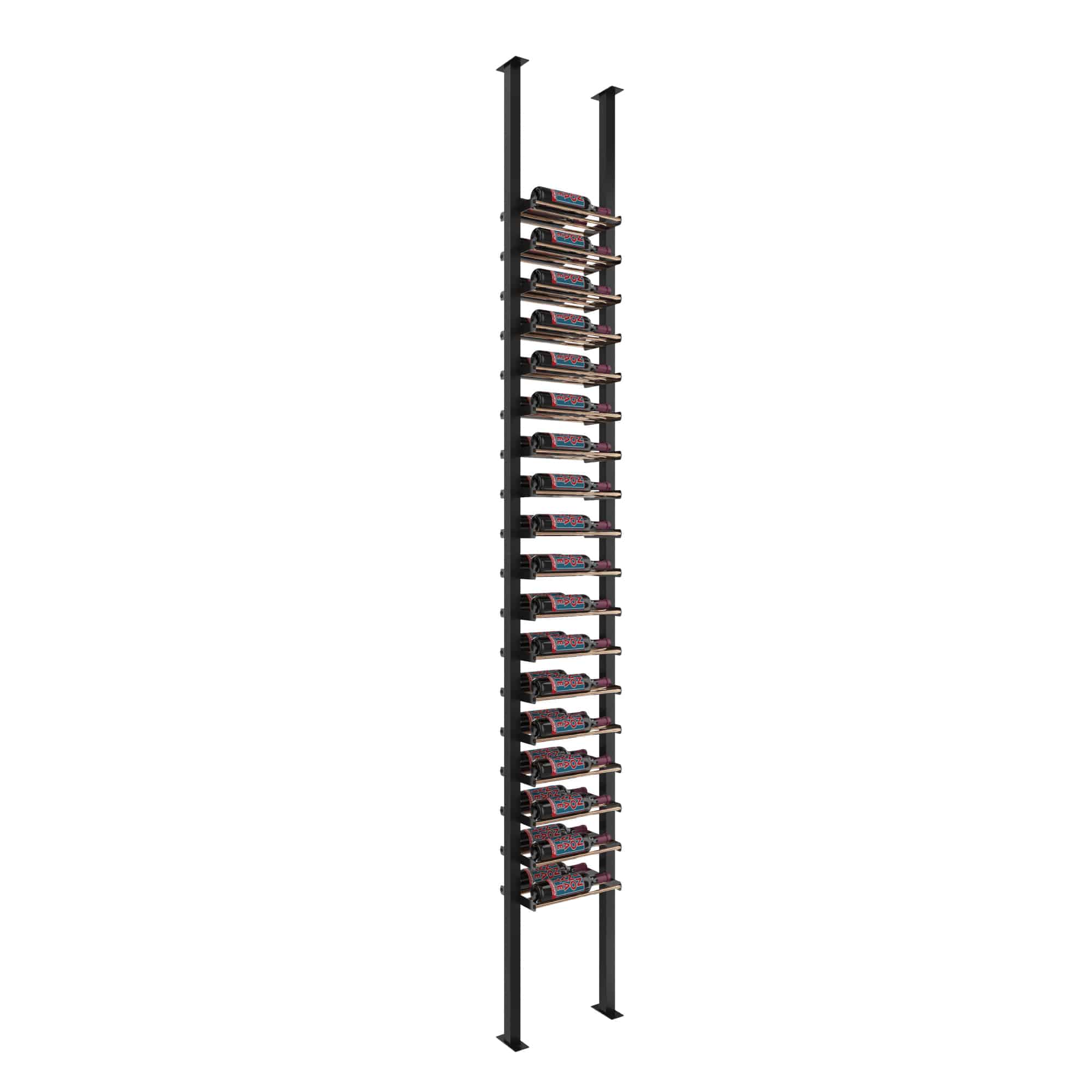 VintageView Evolution Low Profile Post Kit 10 1C (ultra slim floor-to-ceiling wine rack system) Matte Black Golden Broze Double
