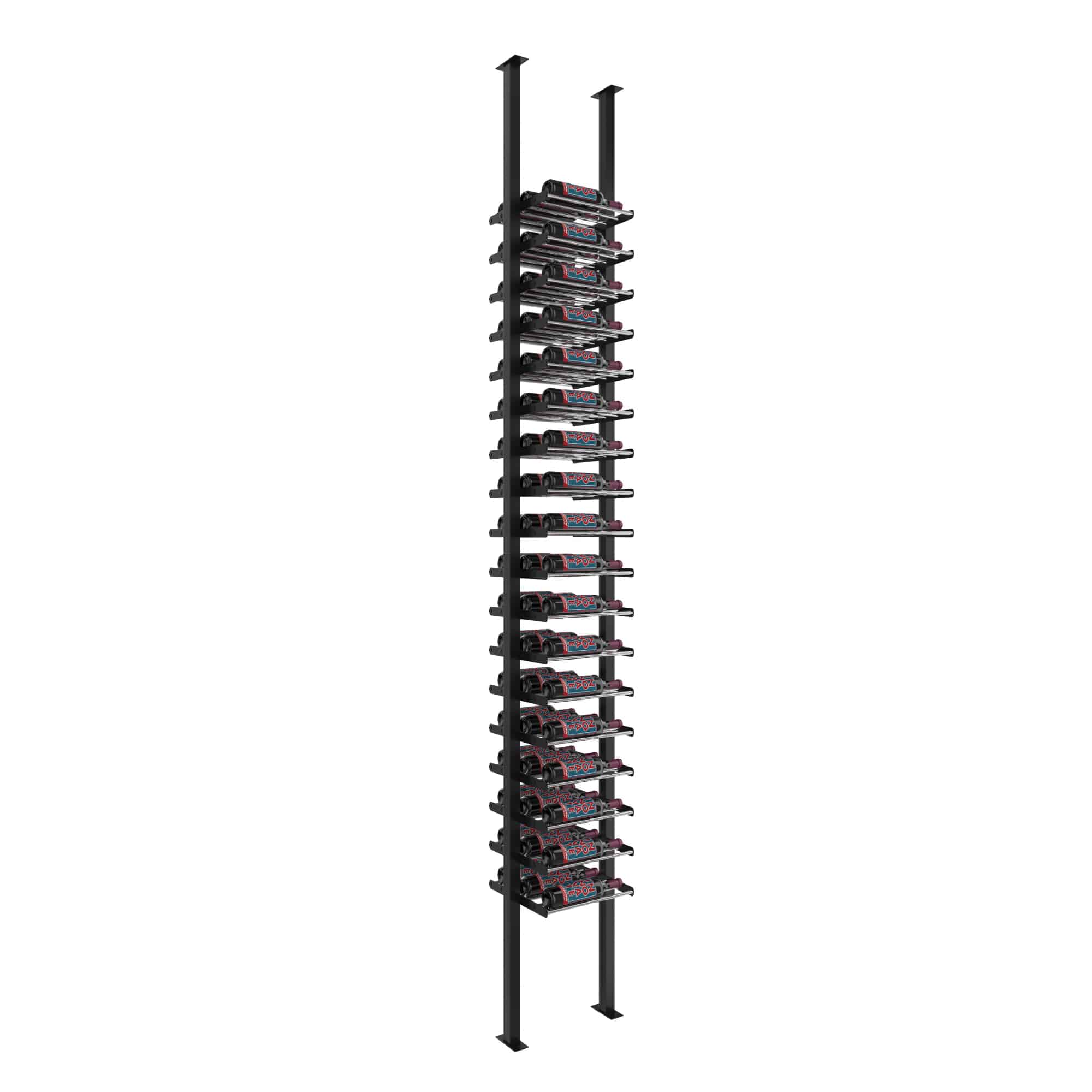 VintageView Evolution Low Profile Post Kit 10 1C (ultra slim floor-to-ceiling wine rack system) Matte Black Chrome Double