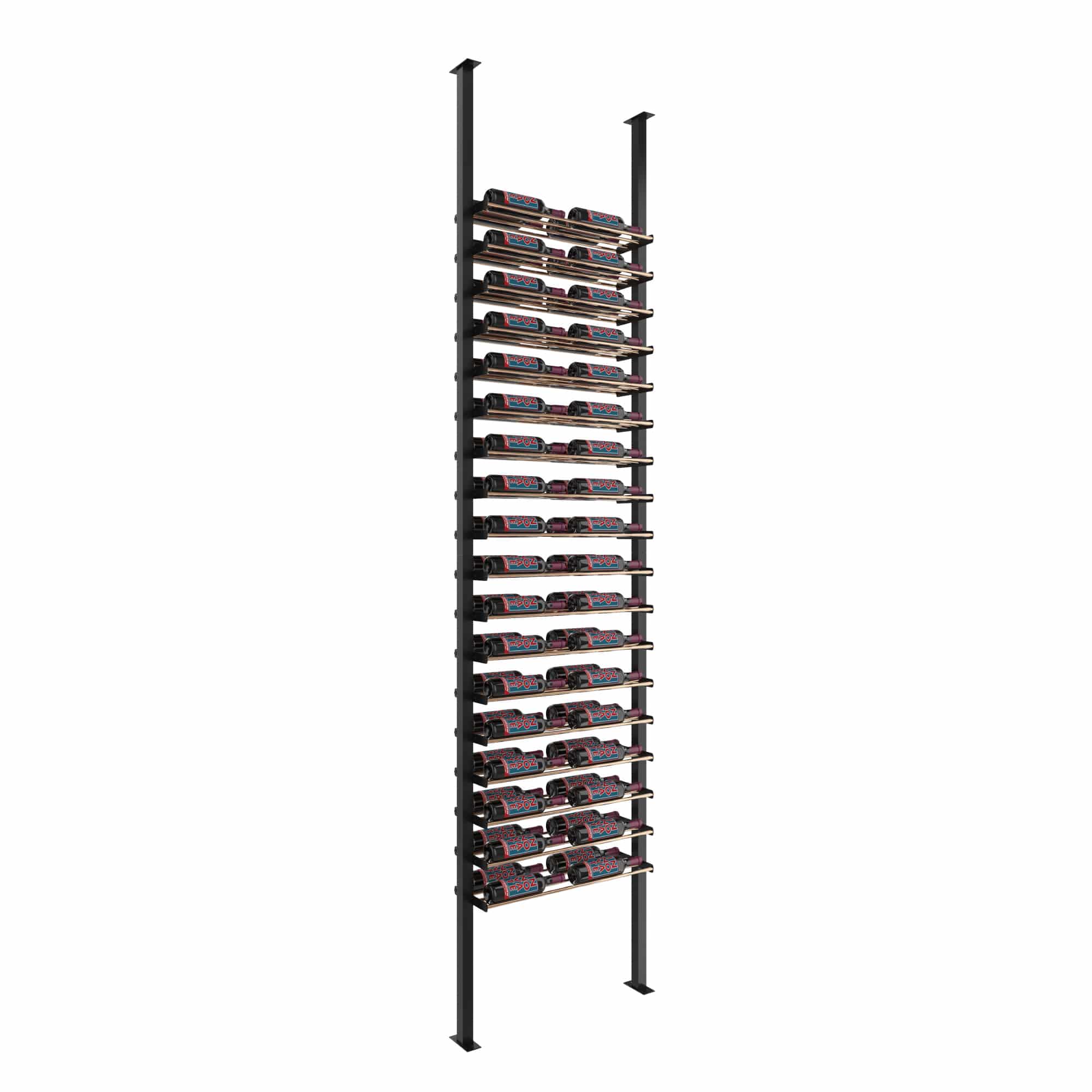 VintageView Evolution Low Profile Post Kit 10 2C (ultra slim floor-to-ceiling wine rack system) Matte Black Golden Broze Double