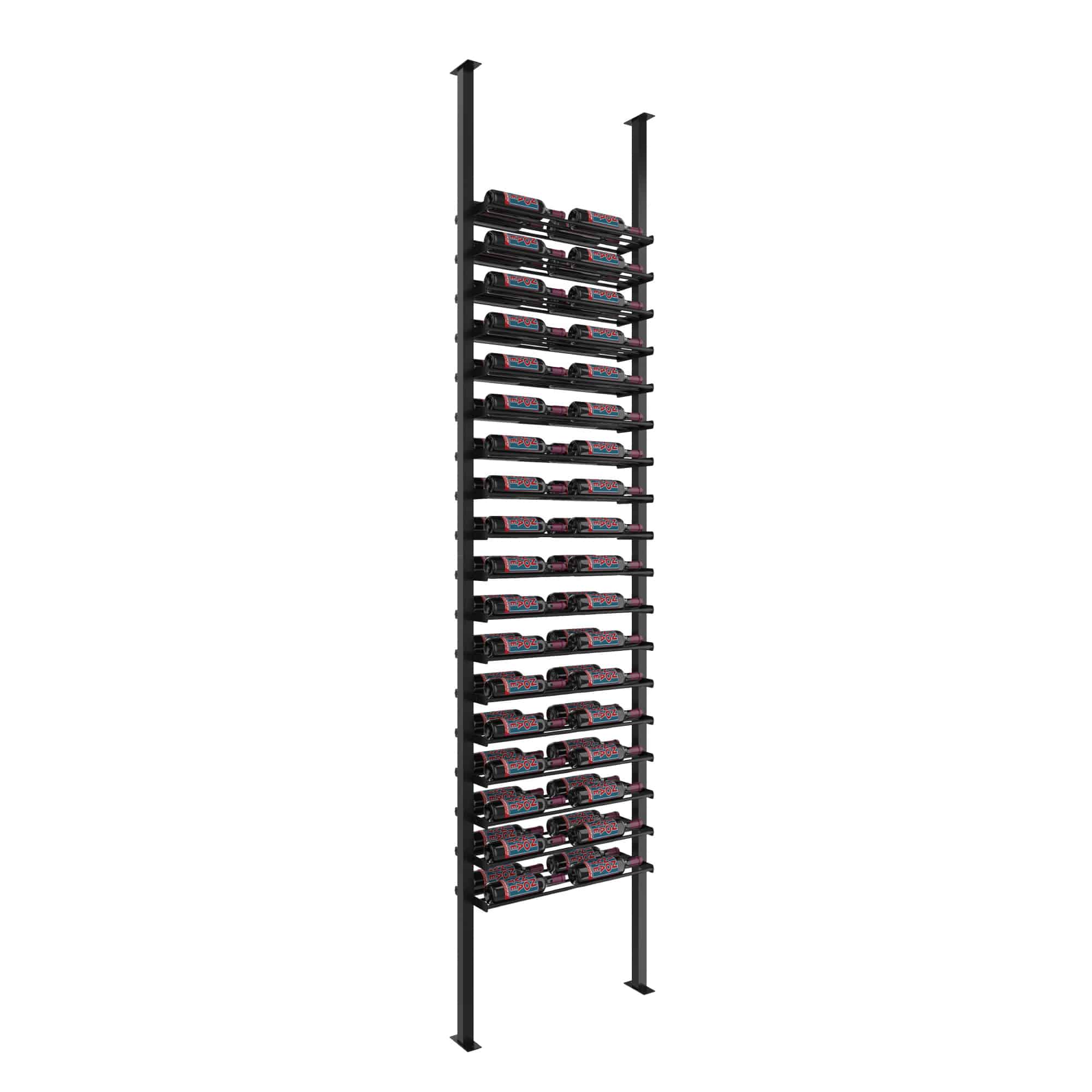 VintageView Evolution Low Profile Post Kit 10 2C (ultra slim floor-to-ceiling wine rack system) Matte Black Double