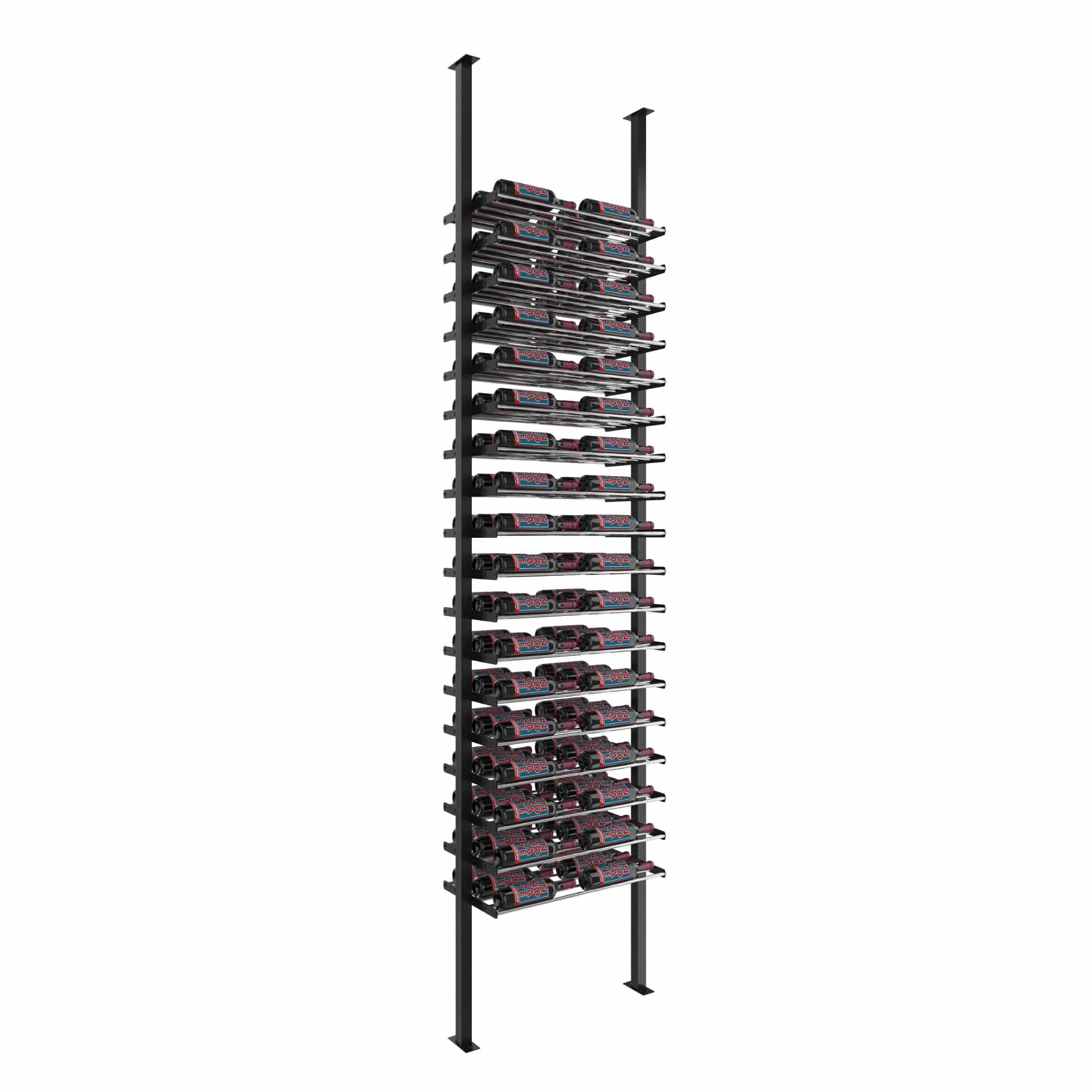 VintageView Evolution Low Profile Post Kit 10 2C (ultra slim floor-to-ceiling wine rack system) Matte Black Chrome Triple