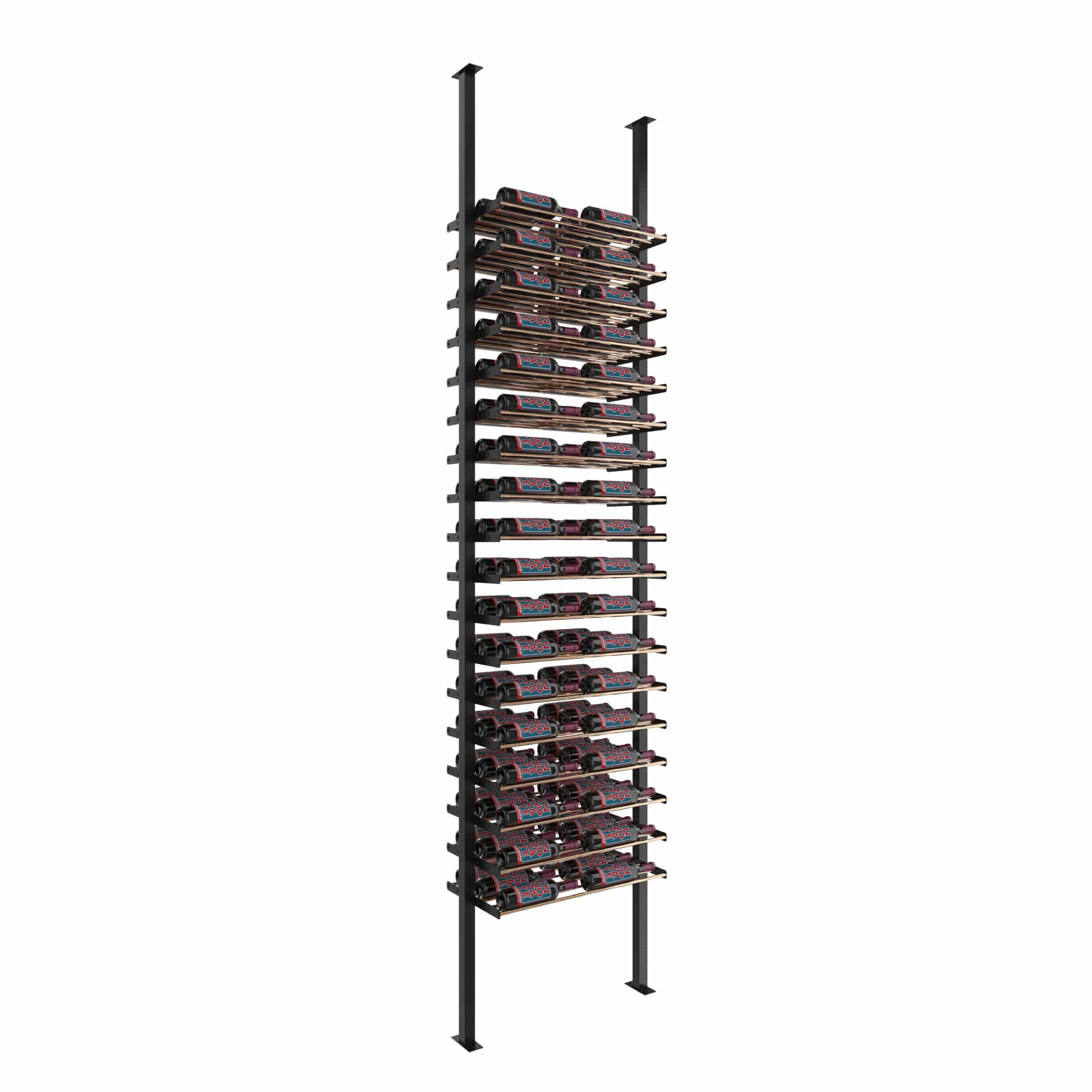 VintageView Evolution Low Profile Post Kit 10 2C (ultra slim floor-to-ceiling wine rack system) Matte Black Golden Broze Triple
