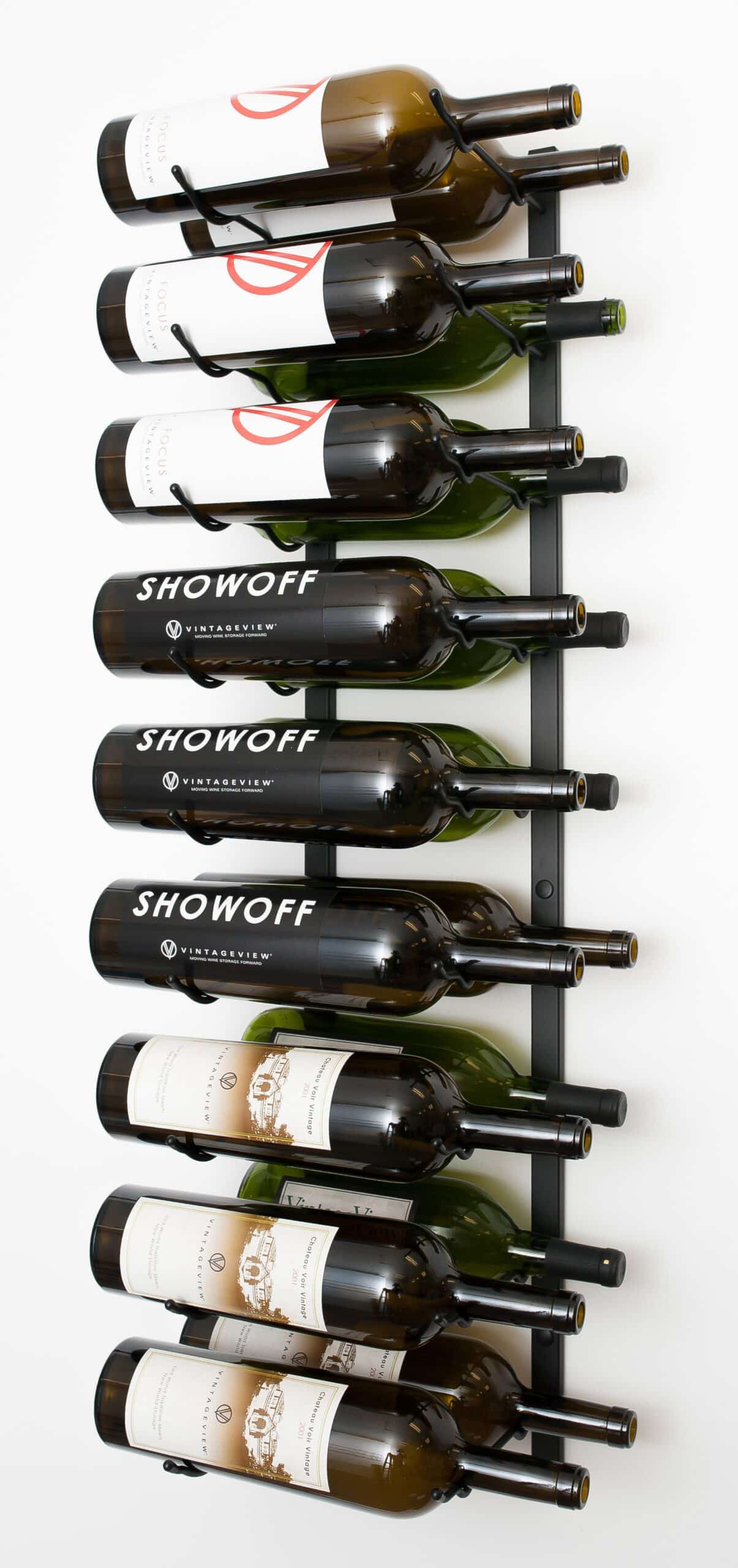 VintageView W Series Mag Rack 9 Bottles Tall (wall mounted bottle storage for magnums and champagnes)