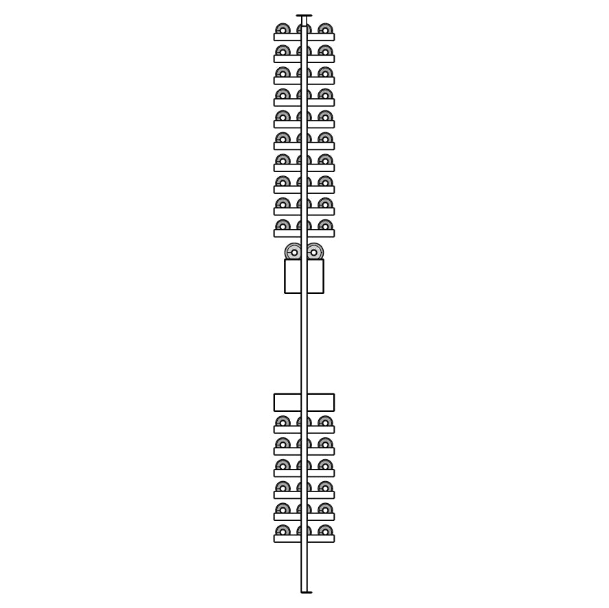 Technical drawing of a wine rack with multiple racks on a white background