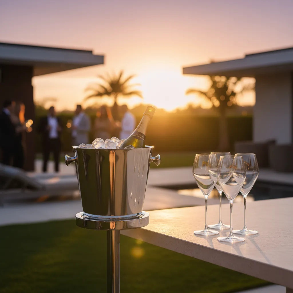 Rosehill Wine Cellars Modern Champagne Experience Set – RIEDEL Veloce Glasses + Capri Cooler with Stand