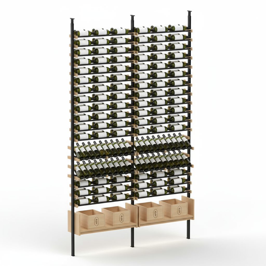 Premier Cru Wine Racks Premier Cru Modern - Ensemble - Triple Triple (81 1/4" Wide) - 2 Bottles Deep