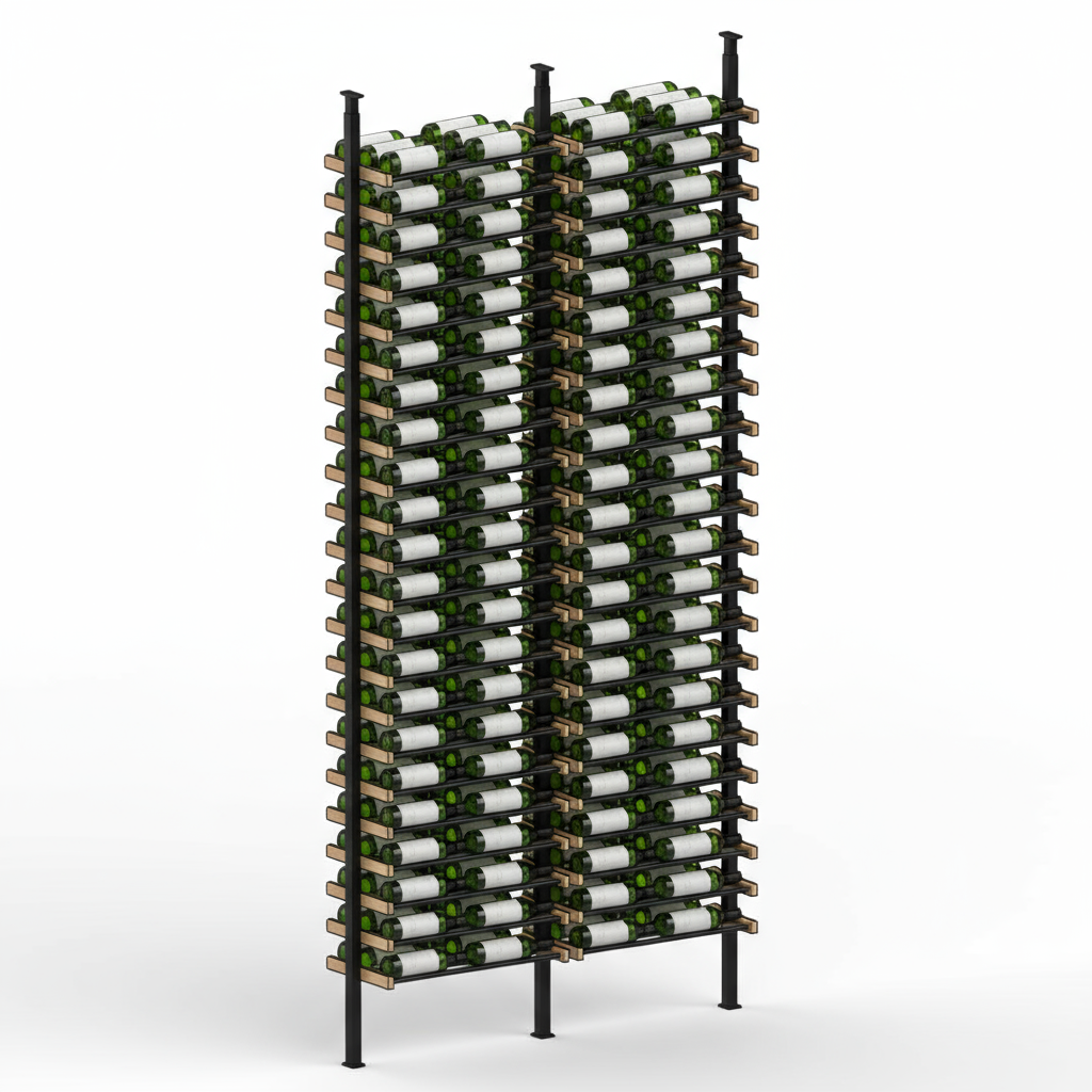 Premier Cru Wine Racks Premier Cru Modern - LableView - Double Double (57 1/4" Wide) - 3 Bottles Deep