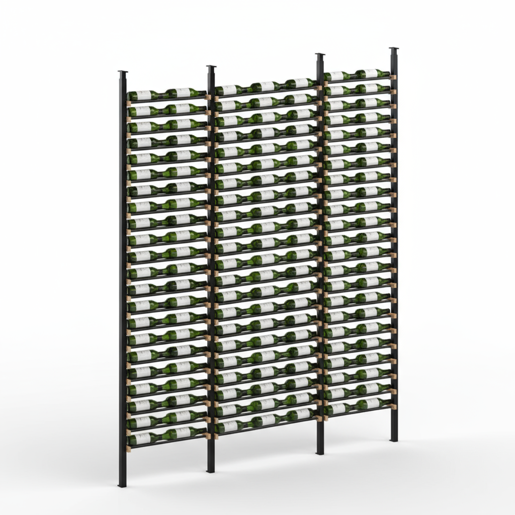 Premier Cru Wine Racks Premier Cru Modern - LableView - Double Triple Double (97 1/4" Wide) - 1 Bottle Deep