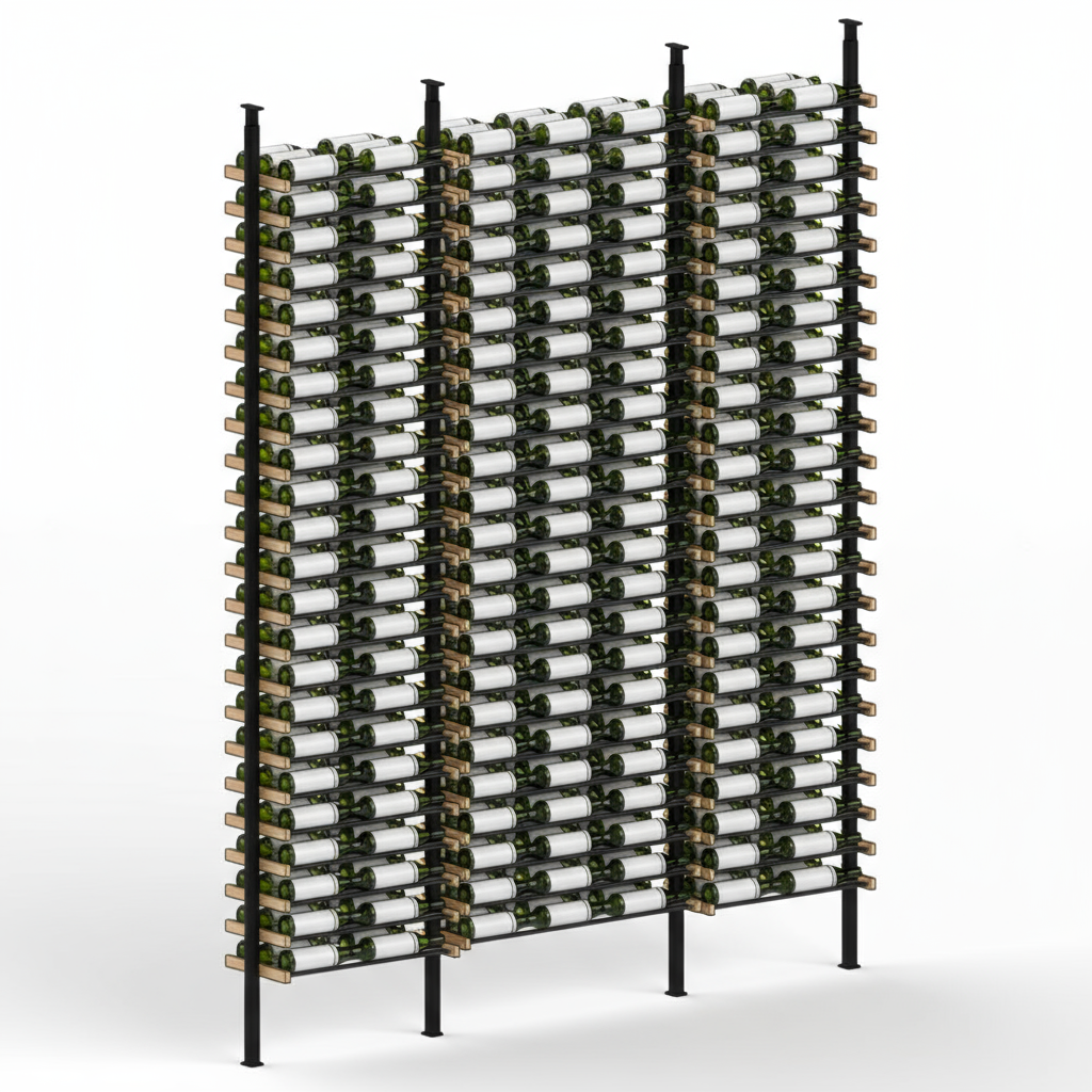 Premier Cru Wine Racks Premier Cru Modern - LableView - Double Triple Double (97 1/4" Wide) - 3 Bottles Deep