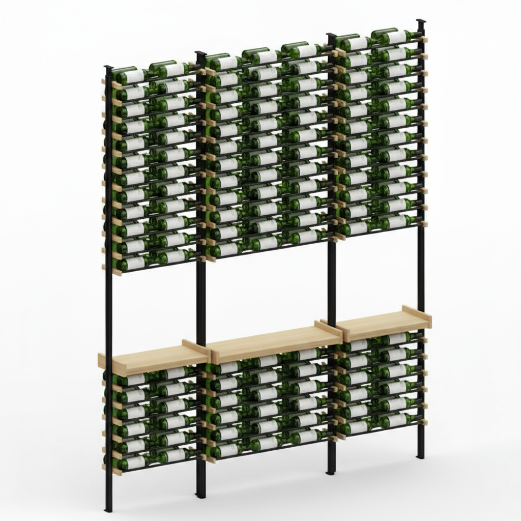 Premier Cru Wine Racks Premier Cru Modern - Savour - Double Triple Double (97 1/4" Wide) - 2 Bottles Deep