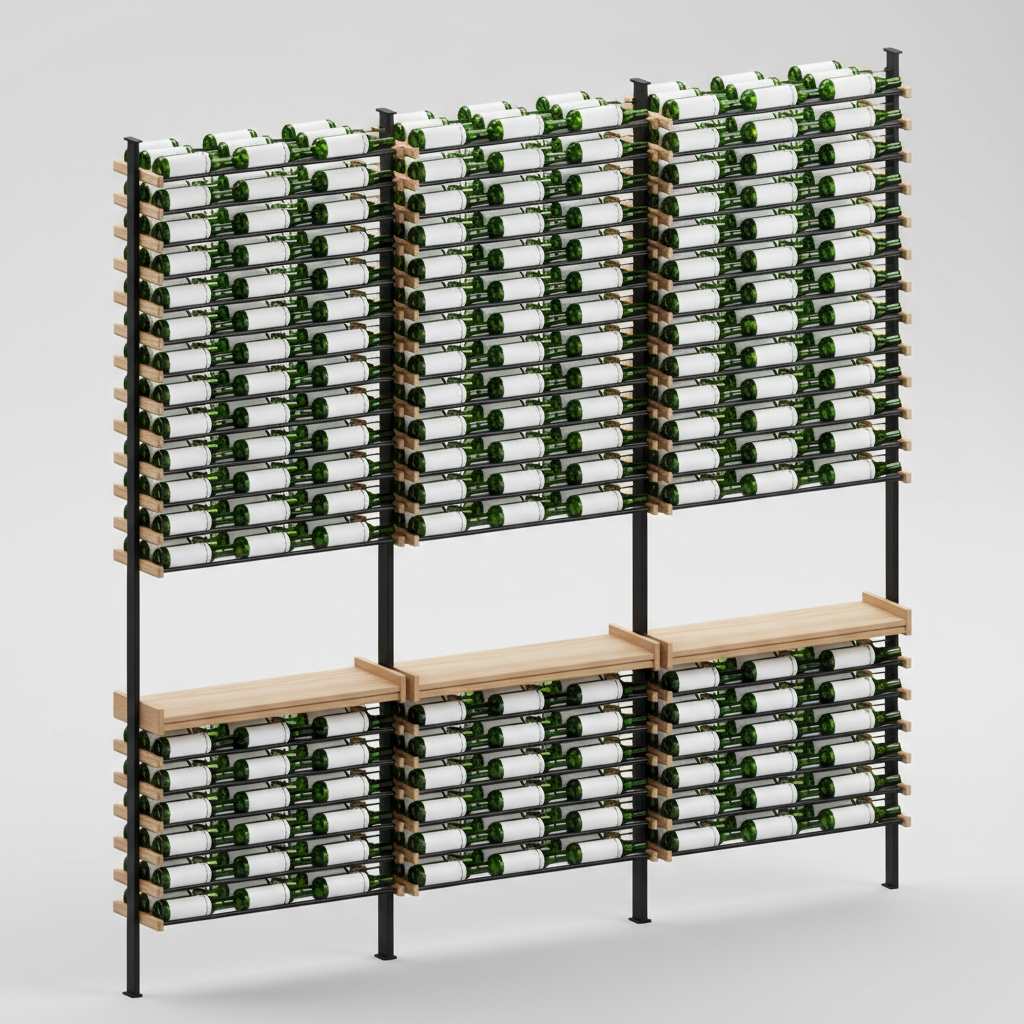 Premier Cru Wine Racks Premier Cru Modern - Savour - Triple Triple Triple (121 1/4" Wide) - 2 Bottles Deep