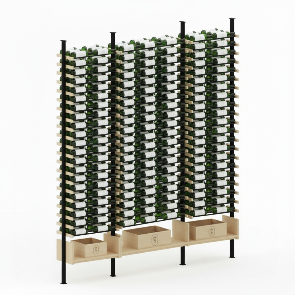 Premier Cru Wine Racks Premier Cru Modern - VinoCase - Double Triple Double (97 1/4" Wide) - 3 Bottles Deep