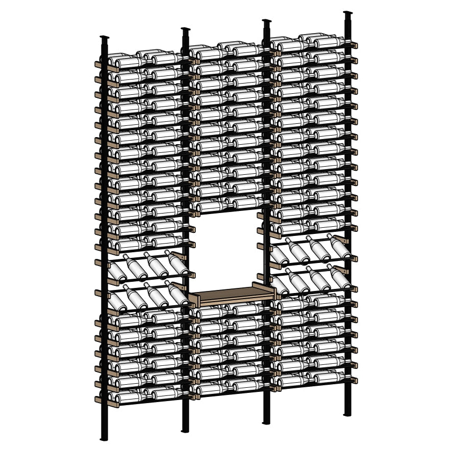 Rovelle Wine Rack with multiple shelves and bottles.
