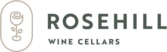 Rosehill Wine Cellars logo with a stylized rose on a white background