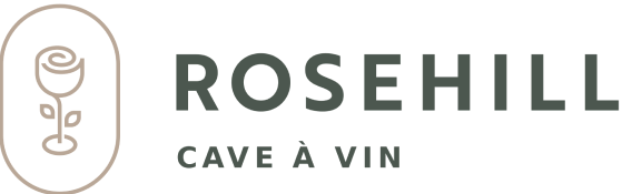 Rosehill Cave a Vin logo with a rose illustration on a white background