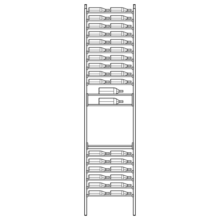 Premier Cru Wine Racks Premier Cru Modern - Savour - Double Wide (29 1/2" Wide) - 3 Bottles w Disp, + Angled Disp. Deep