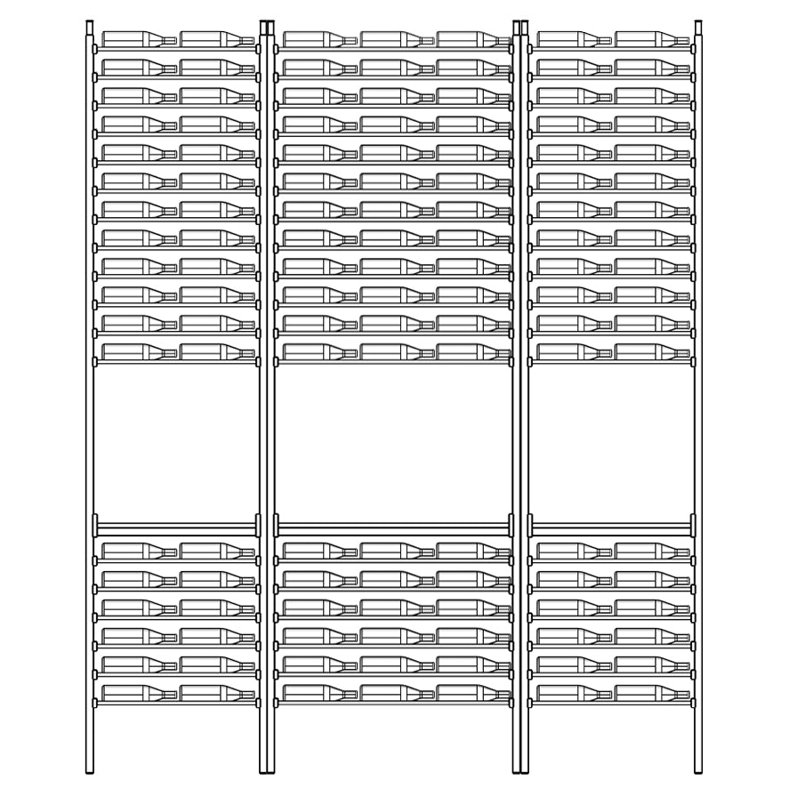 Premier Cru Wine Racks Premier Cru Modern - Savour - Double Triple Double (97 1/4" Wide) - 2 Bottles Deep