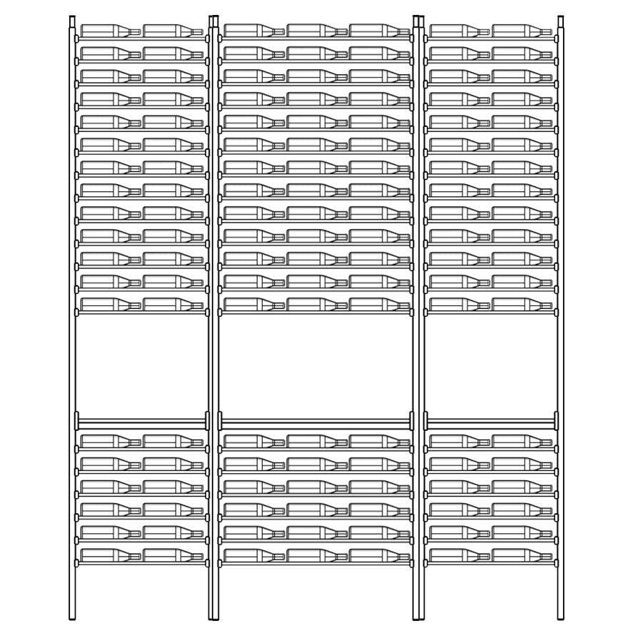Premier Cru Wine Racks Premier Cru Modern - Savour - Double Triple Double (97 1/4" Wide) - 3 Bottles Deep