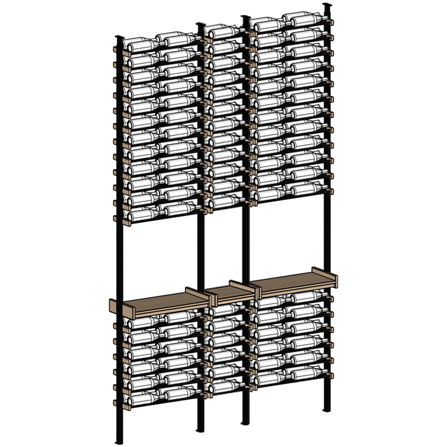 Premier Cru Wine Racks Premier Cru Modern - Savour - Double Single Double (73 1/4" Wide) - 2 Bottles Deep