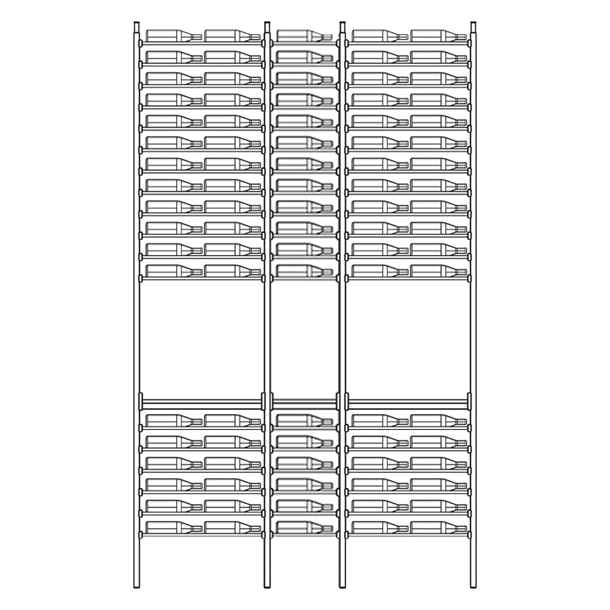 Premier Cru Wine Racks Premier Cru Modern - Savour - Double Single Double (73 1/4" Wide) - 2 Bottles Deep