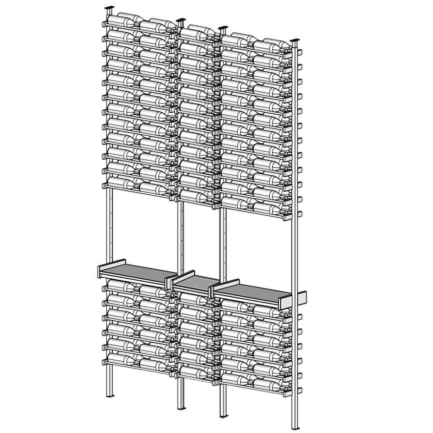 Premier Cru Wine Racks Premier Cru Modern - Savour - Double Single Double (73 1/4" Wide) - 2 Bottles Deep