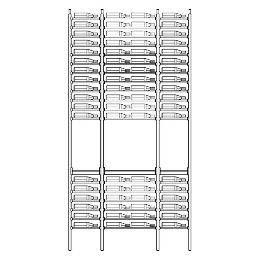 Premier Cru Wine Racks Premier Cru Modern - Savour - Single Double Single (61 1/4" Wide) - 2 Bottles Deep