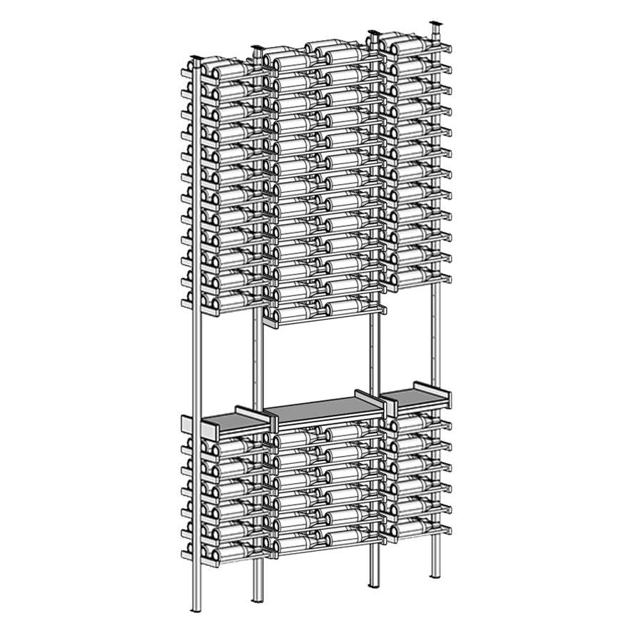 Premier Cru Wine Racks Premier Cru Modern - Savour - Single Double Single (61 1/4" Wide) - 3 Bottles Deep