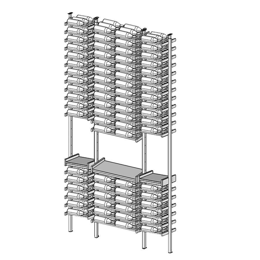 Premier Cru Wine Racks Premier Cru Modern - Savour - Single Double Single (61 1/4" Wide) - 3 Bottles Deep