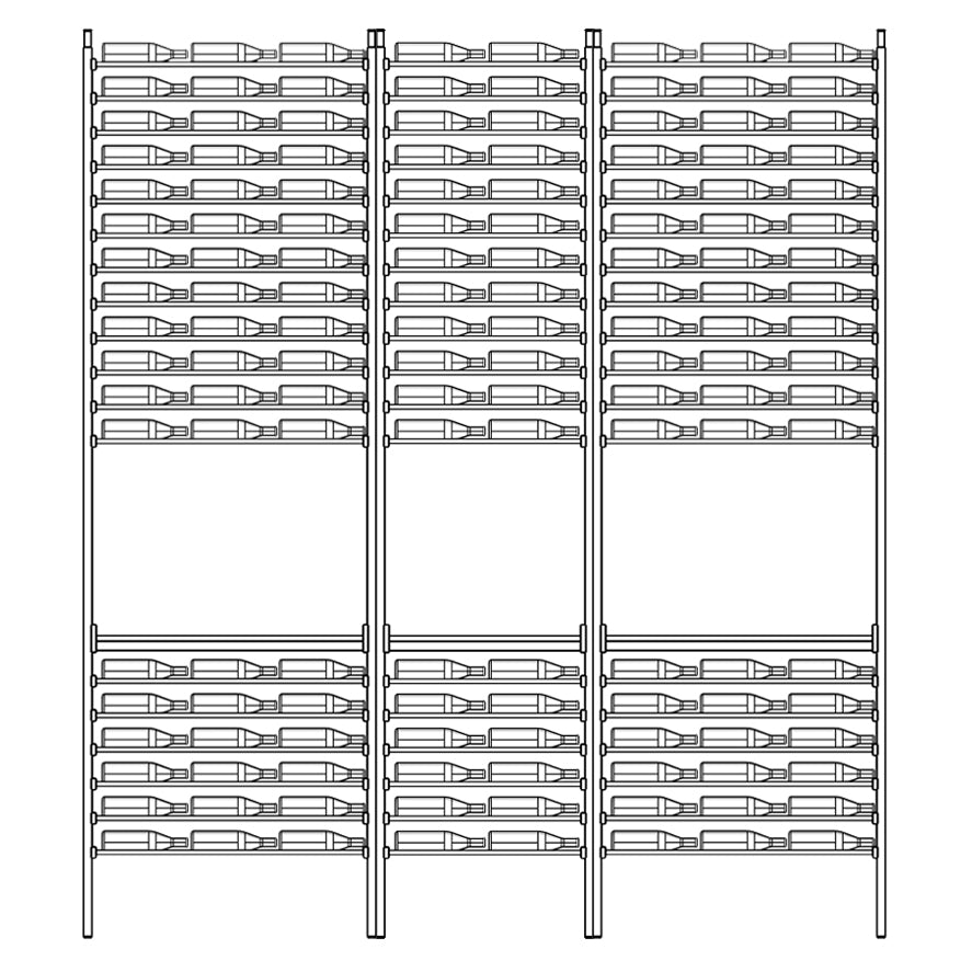 Premier Cru Wine Racks Premier Cru Modern - Savour - Triple Double Triple (109 1/2" Wide) - 2 Bottles Deep