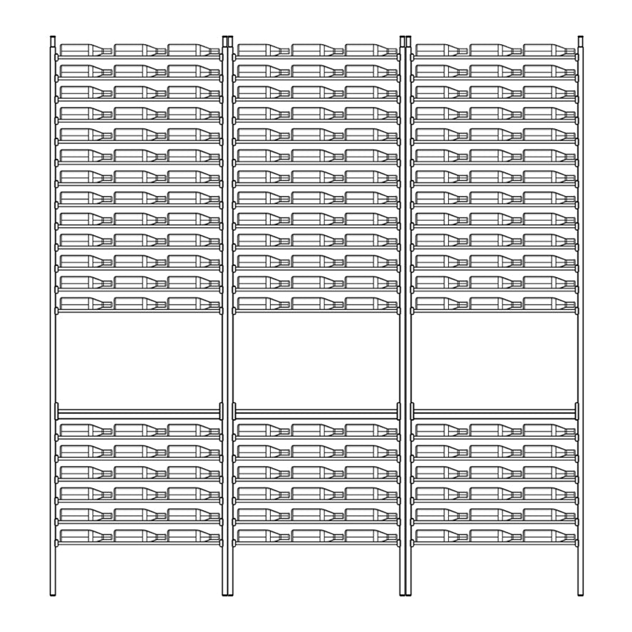 Premier Cru Wine Racks Premier Cru Modern - Savour - Triple Triple Triple (121 1/4" Wide) - 3 Bottles Deep