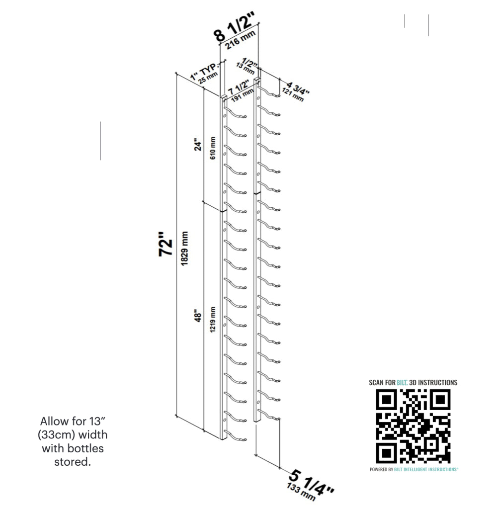VintageView W Series Wine Rack 6 (metal wall mounted storage kit)