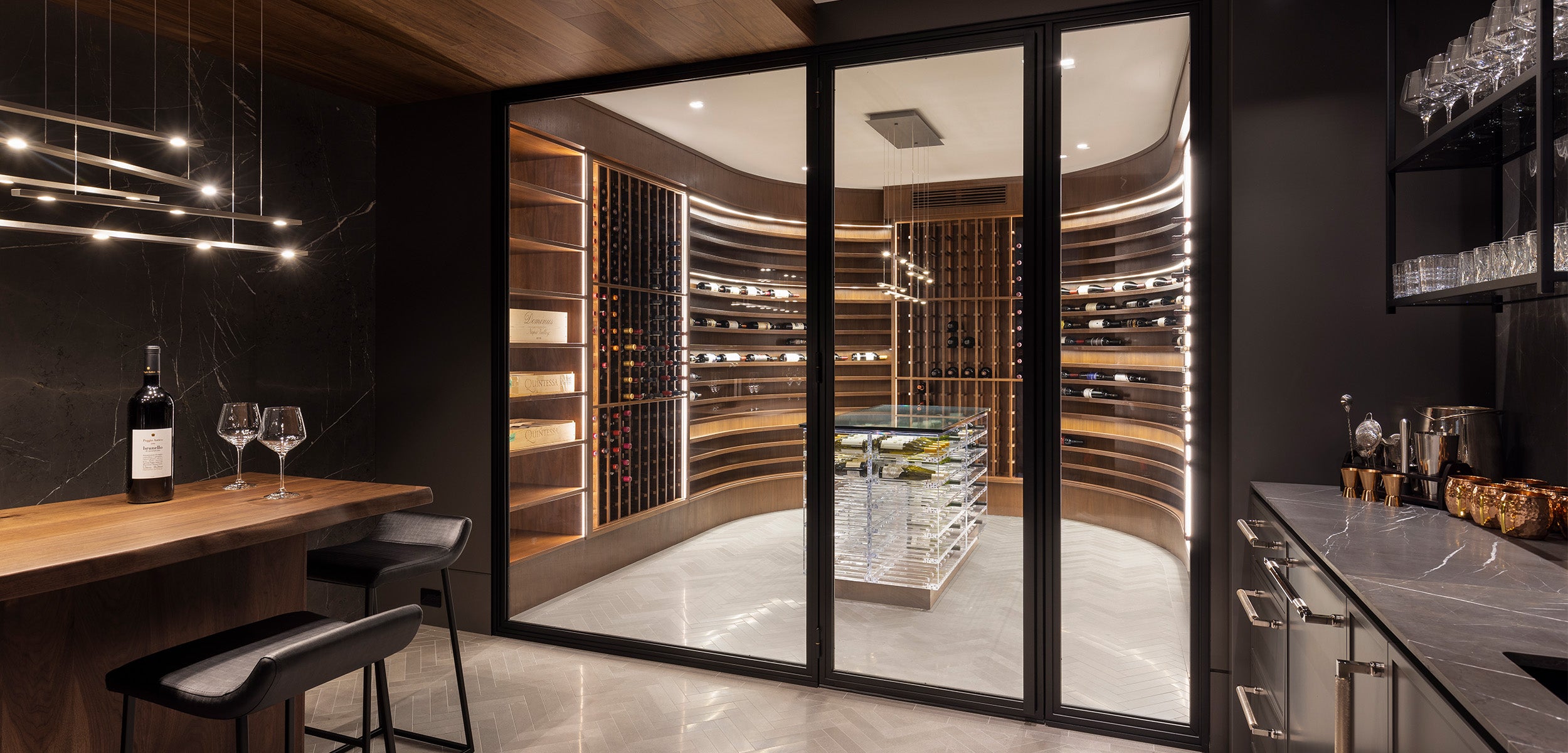 Custom wine cellar wine multiple wine bottles