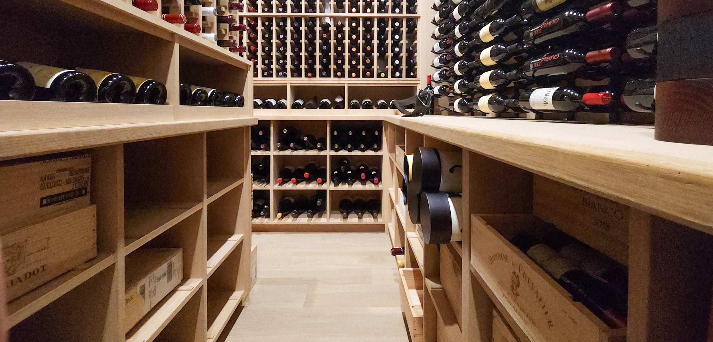 Wooden wine celler with multiple with rack