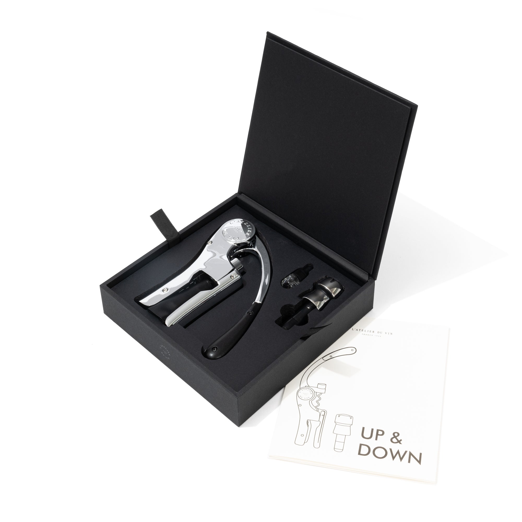 L'Atelier du Vin Up & Down Lever Corkscrew & Champagne Stopper Set